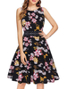Vintage Kleider Gelb ärmellos 50er jahre mode Rockabilly kleid mit Rundkragen Kleider Polyester im Retro-Style für Sommer und Frühling Damenmode