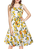 Vintage Kleider Gelb ärmellos 50er jahre mode Rockabilly kleid viereckiger Ausschnitt Kleider Baumwolle im Retro-Style und Sommer Damenmode