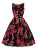 Vintage Kleider Gold 50er jahre mode Polyester ärmellos Rockabilly kleid mit Rundkragen Kleider für Sommer Damenmode