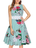 Vintage Kleider Grün 50er jahre mode Baumwolle ärmellos Rockabilly kleid mit Rundkragen Kleider für Sommer und Frühling Damenmode