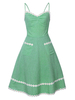 Vintage Kleider Grün 50er jahre mode mit Falten Polyester Rockabilly kleid ärmellos Kleider und Trägern Alltagskleidung und justierbaren Träger