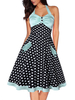 Vintage Kleider Hellgrün mit Polka-Tupfen 50er jahre mode Rockabilly kleid und Knöpfen Kleider ärmellos und Halter Baumwolle im Retro-Style