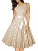 Vintage Kleider milchweiß 50er jahre mode Spitze ärmellos Rockabilly kleid mit Rundkragen Kleider für Sommer Damenmode