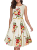 Vintage Kleider milchweiß ärmellos 50er jahre mode Rockabilly kleid mit Rundkragen Kleider Polyester im Retro-Style für Sommer Damenmode