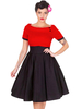 Vintage Kleider mit Farbblock 50er jahre mode Rot Polyester Rockabilly kleid Kurzarm Kleider und Bateau-Kragen für Sommer Damenmode
