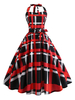 Vintage Kleider mit Plaidmuster 50er jahre mode Orange rot gemischten Baumwollen Rockabilly kleid ärmellos Kleider und Halter für Sommer Damenmode