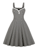 Vintage Kleider mit Plaidmuster 50er jahre mode Schwarz und Falten Rockabilly kleid Polyester Kleider ärmellos und Trägern Damenmode für Sommer