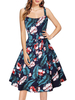 Vintage Kleider mit Polka-Tupfen 50er jahre mode Dunkelmarineblau Baumwolle Rockabilly kleid ärmellos Kleider und Trägern für Sommer Damenmode