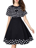Vintage Kleider mit Polka-Tupfen 50er jahre mode Schwarz Baumwolle Rockabilly kleid Kurzarm Kleider und Rundkragen für Sommer Damenmode