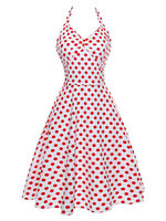 Vintage Kleider mit Polka-Tupfen Rosa und Schnüren gemischten Baumwollen ärmellos und Halter und figurbetonendem Design mittellang
