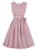 Vintage Kleider mit Printmuster 50er jahre mode Rosa und Falten Rockabilly kleid Polyester Kleider ärmellos und Rundkragen Damenmode für Sommer