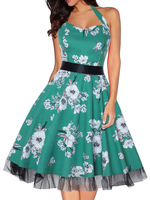 Vintage Kleider mit Tiermuster 50er jahre mode milchweiß Baumwolle Rockabilly kleid ärmellos Kleider und Trägern mittellang Damenmode für Sommer