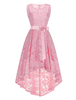 Vintage Kleider Rosa 50er jahre mode mit Schleife Spitze Rockabilly kleid ärmellos Kleider und Rundkragen und High-Low Design Damenmode für Sommer