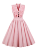 Vintage Kleider Rosa mit Knöpfen 50er jahre mode Rockabilly kleid ärmellos Kleider V-Ausschnitt Baumwolle im eleganten Stil Damenmode für Sommer