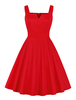 Vintage Kleider Rot 50er jahre mode mit Falten Baumwolle Rockabilly kleid ärmellos Kleider und Trägern und figurbetonendem Design Damenmode