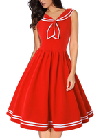 Vintage Kleider Rot Kurzarm 50er jahre mode Rockabilly kleid Polyester Kleider im Retro-Style und Sommer Damenmode