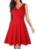 Vintage Kleider Rot ärmellos 50er jahre mode Rockabilly kleid V-Ausschnitt Kleider Polyester im Retro-Style und Sommer Damenmode