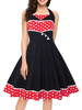 Vintage Kleider Rot und Polka-Tupfen 50er jahre mode Rockabilly kleid ärmellos Kleider Baumwolle im Retro-Style für Sommer Damenmode