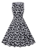 Vintage Kleider Schwarz 50er jahre mode Baumwolle ärmellos Rockabilly kleid V-Ausschnitt Kleider und Sommer Damenmode