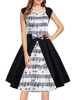 Vintage Kleider Schwarz 50er jahre mode Polyester Kurzarm Rockabilly kleid mit Rundkragen Kleider für Sommer Damenmode