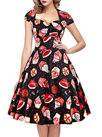 Vintage Kleider Schwarz Kurzarm 50er jahre mode Rockabilly kleid V-Ausschnitt Kleider Polyester im Retro-Style und Sommer Damenmode
