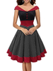 Vintage Kleider Schwarz mit Polka-Tupfen 50er jahre mode Rockabilly kleid und Knöpfen ärmellos V-Ausschnitt gemischten Baumwollen und Fashion & Moden