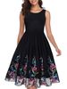 Vintage Kleider Schwarz ärmellos 50er jahre mode Rockabilly kleid mit Rundkragen Kleider Baumwolle im Retro-Style für Sommer Damenmode