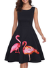 Vintage Kleider Schwarz ärmellos 50er jahre mode Rockabilly kleid mit Rundkragen Kleider Baumwolle im Retro-Style für Sommer Damenmode