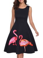 Vintage Kleider Schwarz ärmellos 50er jahre mode Rockabilly kleid mit Rundkragen Kleider Baumwolle im Retro-Style für Sommer Damenmode