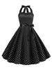 Vintage Kleider Schwarz ärmellos 50er jahre mode Rockabilly kleid Polyester Kleider im Retro-Style 96cm-120cm Damenmode