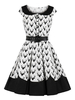 Vintage Kleider Weihnachten-Motiv Weiß mit Knöpfen Rockabilly kleid Polyester Kleider Kurzarm und Rundkragen