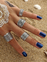 Vintage Knöchel Ringe Ethnisch geprägt Silber Ring Set in 4 Stück