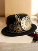 Vintage Lolita Hut schwarz Steampunk Flügel Gang Ketten Deco Retro-Lolita Cap
