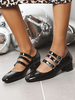 Vintage Mary Jane White Mid Heels für Frau Blok Heel Square Toe White Pumps