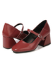 Vintage Mid Heels für Frauen Retro Karree ausgestelltem Absatz Mary Jane Block Heel Pumps