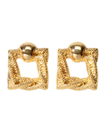 Vintage Ohrringe Blond Geprägte Metall Durchbohrte Frauen Schmuck Quadrat Ausschnitt Ohrringe