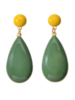 Vintage Ohrringe Tropfenform grüner Harz durchbohrter Frauenschmuck
