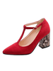 Vintage Pumps High Heels T-Typ Bandage Spitzschuh Blockabsatz Plus Size Schuhe
