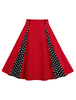 Vintage Swing Rock 50er Jahre rote hoch taillierte Knöpfe Polka Dot Baumwolle Sommer Rock