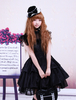 Viskose Garn schwarze Lolita OP Kleid mit Rüschen Hüftgurt