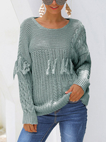Volltonfarbe Rundhals Quaste Twist Sweater Volltonfarbe Wild Thin Sweater