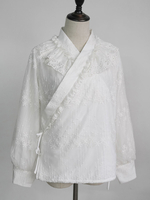 Wa Lolita Blusen Spitze Jacquard Lolita Top Weiß Lolita Shirt