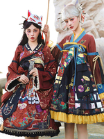 WA Lolita Kleid 4-teilig Set Bögen Lange Ärmel Kimono Lolita Kleid Outfit