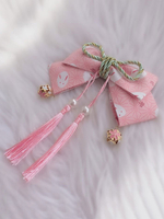 WA Lolita Kopfschmuck Rosa Leinen Baumwollmischung Fringe Bögen Blumen Sakura Muster Animal Print Headwear Lolita Stirnband