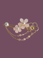 WA Lolita Kopfschmuck Rosa Metall Blumen Fringe Sakura Muster Headwear Lolita Haarschmuck