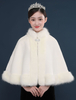 Wedding Cape Poncho Faux Pelz Shrug Elfenbein Winter Bridal Cover Ups