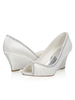 Wedge Brautschuhe Elfenbein Satin Peep Toe Pumps Brautschuhe