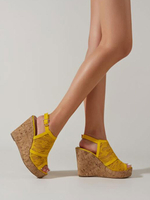 Wedge Heels Street Wear Lace Open Toe Sandalen für Damen
