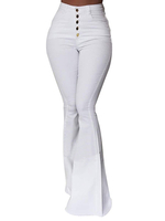 Weiß Bell-Bottom Jeans Frau mit hohen Taille und ausgestelltem Bein-Denim-Hosen
