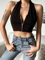 Weiß Cami Top V-Ausschnitt Casual Cotton Blend Frauen Camis